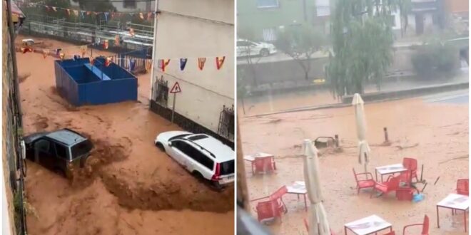 Watch: Streets are turned into rapids in Spain after end-of-summer rain storms - with hail even seen in Malaga - CSN