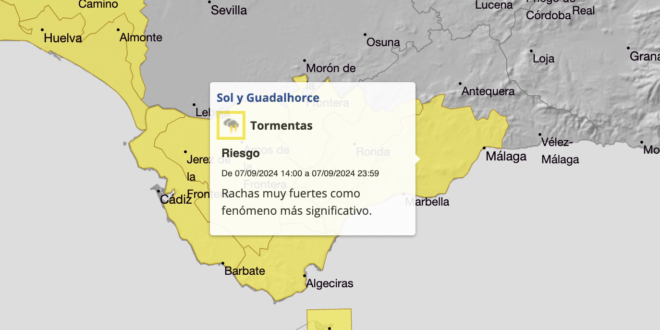 Weather alert for Cadiz, Malaga and Costa del Sol: Storms and strong winds throughout Saturday - CSN