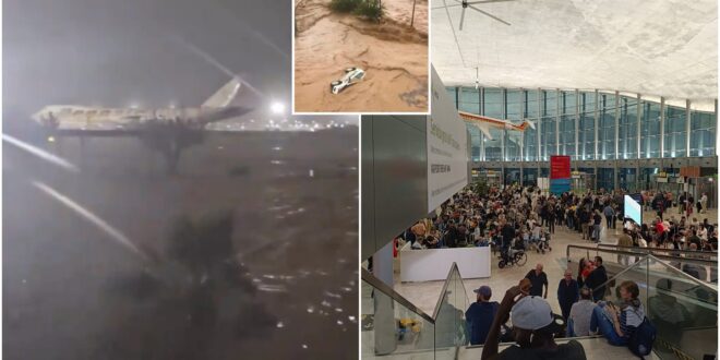 'Multiple' people are killed by 'historic' floods in Spain's Valencia: Airport is completely flooded with hundreds of passengers 'trapped' inside - CSN