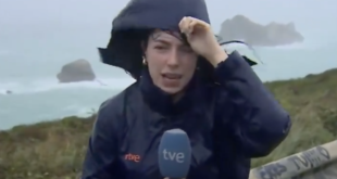 Watch: Spanish reporter is almost blown away by Storm Kirk as she struggles to give live update amid hurricane force winds of 205km/hr - CSN