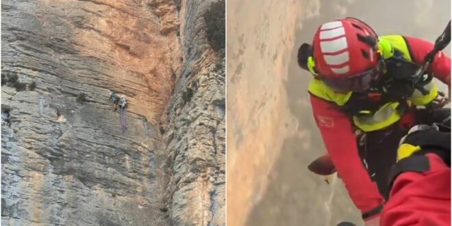 Watch: Incredible rescue operation in Spain after injured climber becomes stuck on cliff face - CSN News