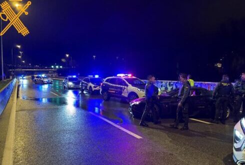 Stolen €400k Aston Martin rams police car during high-speed Madrid chase as officers leap to safety