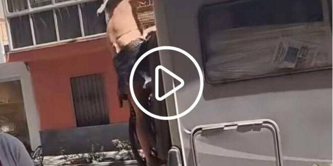 Caravan stuck, tourist grabs saw in Fuengirola