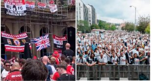 WATCH: Thousands of English football fans live it up in Bilbao for the Europa League final