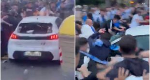 At least 15 football fans injured in Barcelona after car ploughs through crowd outside stadium
