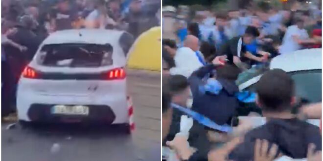 At least 15 football fans injured in Barcelona after car ploughs through crowd outside stadium