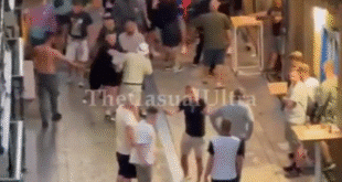 WATCH: Moment older man is sucker punched by football yob in Spain ahead of all-English European final