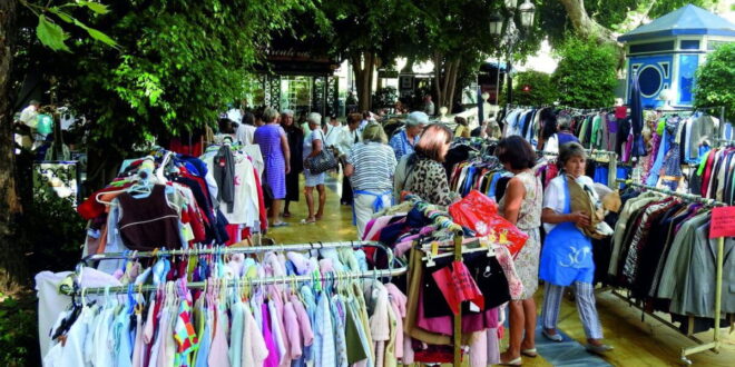 Charity flea market in Parque de la Alameda, Marbella