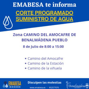Stock up on bottled water, Benalmadena. Taps will run dry on Tuesday