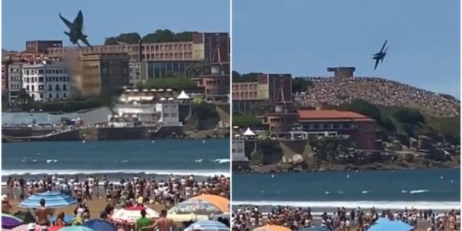 WATCH: Chilling moment fighter jet almost crashes into crowd at air festival in Spain