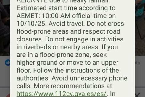 RED ALERT ‘extreme risk’ warning for heavy rain and storms this Friday for Costa Blanca and Murcia in Spain