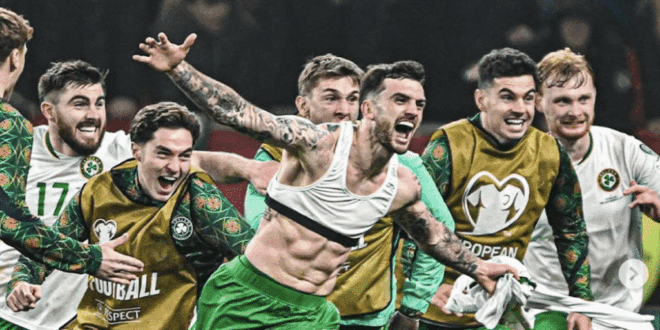 Celebration and tears as Ireland’s young star propels team to World Cup playoffs