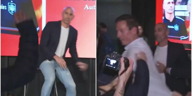 WATCH: Disgraced former Spanish football chief Luis Rubiales pelted with eggs launched by his own UNCLE