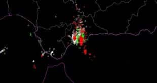Map of lightning strikes over the Costa del Sol.