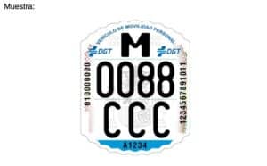 Official DGT identification sticker for electric scooters showing unique registration code