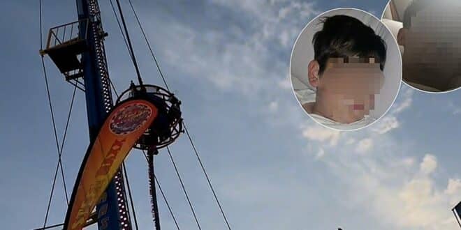 Accident at the Seville Feria: two youngsters from Malaga injured on the slingshot ride