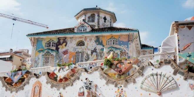 Wild mosaics and recycled treasures transform an ordinary house into an artistic haven near Playamar Beach.