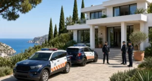 Mossos d'Esquadra officers outside a villa in Catalonia