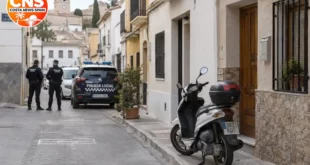 Quiet Cehegín street near a police drug operation