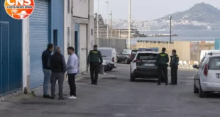 Guardia Civil operation outside a warehouse in Ceuta