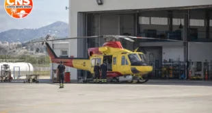 Helicopter parked at a Málaga aviation facility