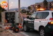 Guardia Civil vehicle near cable repair work in Murcia