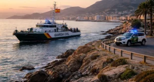 Guardia Civil patrol boat near the coast in Cartagena, Murcia.