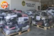 Seized counterfeit goods stacked in a Torrevieja depot
