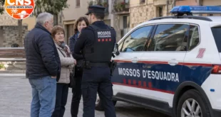 Mossos patrol car in a Catalan town street