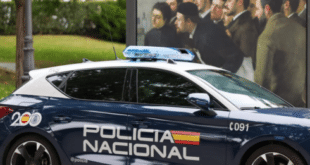 A Spanish police car on a road